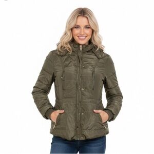LA Coalition olive green hooded jacket size medium